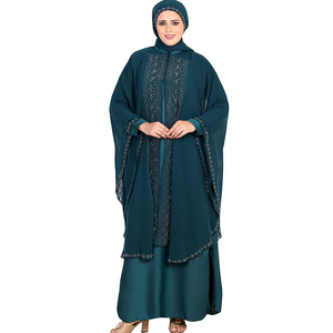 Abaya personnalisé haute qualité vente en gros 2023 nouvelle couleur Pure Abaya femmes islamique personnalisé ODM rouge maxi volants avant fermé volanté - Product Image 4