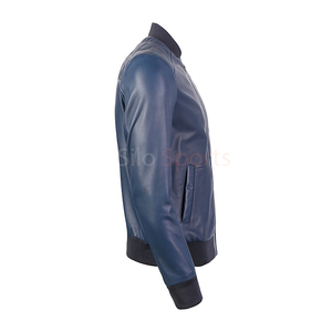 2025 OEM Venta caliente de los hombres azul liso teñido original chaqueta de cuero de alta calidad bajo MOQ de talla grande chaquetas de cuero con calefacción de invierno - Product Image 3