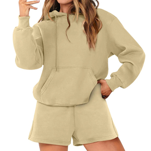 ชุดเสื้อฮู้ดกันกางเกงขาสั้นสำหรับผู้หญิงผ้าคอตตอนน้ำหนักเบาแห้งเร็วออกแบบได้ตามต้องการ - Product Image 3