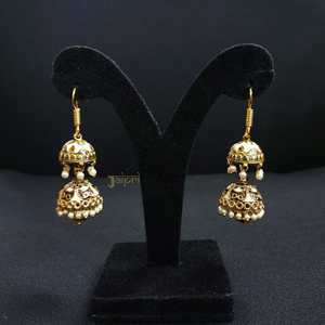 Boucles d'oreilles créoles Jhumki Meenakari double couche Bijoux à la mode pour femmes - Product Image 3