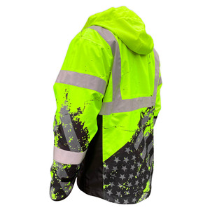 Custom Sublimation Hi Vis Contrast <b>Reflective</b> Tape Sublimation Print Long Sleeve <b>Jacket</b> for <b>Men</b> - Product Image 3