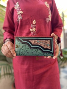 Cartera larga de diseño único para hombre, tallado a mano, estilo occidental, gran oferta, soporte para efectivo de Color turquesa a la moda, regalo para él - Product Image 6