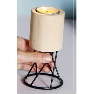 Portavelas de madera ecológico elegante con marco de Metal de alambre para decoración de bodas o eventos soporte de vela de iluminación elegante - Product Image 4