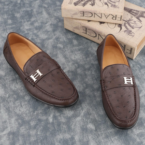 Mocasines de Cuero de Avestruz Sudafricanos para Hombre, Diseño Casual y Cómodo con Punta Redonda, Forro de Cuero, Ligeros - Product Image 4