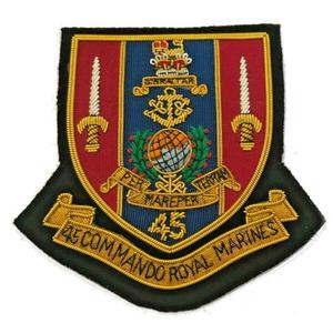 Insignia de Blazer de los Marines Reales, Bordado Tradicional con Hilos Dorados, Fondo de Fieltro No Tejido, Diseño Rectangular 3D Personalizable - Product Image 3