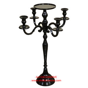 Candélabre en métal noir coulé en aluminium Candélabre en métal de taille personnalisée Centre de table en métal Candélabre décoratif fait main - Product Image 3