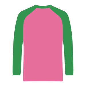 T-shirt à manches courtes rose Soror Raglan, sororité grecque, t-shirt rose et vert pour femmes, sororité universitaire, élégant, été, écologique - Product Image 6