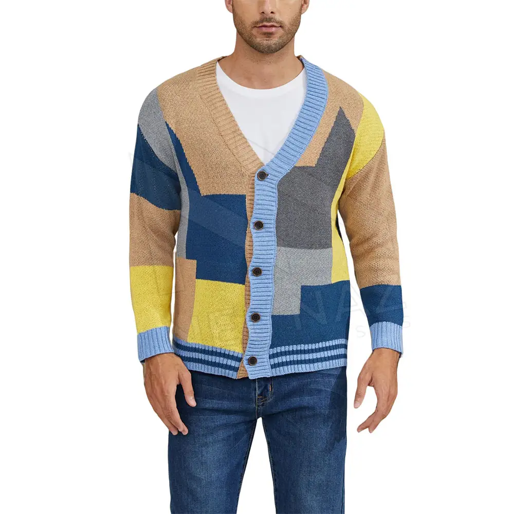 Suéter de algodón empalmado de calidad superior para hombre, sudaderas transpirables informales, nuevo suéter personalizado ajustado inteligente para hombre