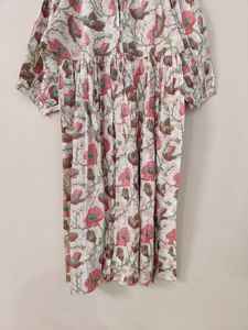 Robe d'été décontractée à manches longues et col en V, en coton imprimé floral, longueur au sol, fabriquée à la main, cadeau de vacances pour femmes - Product Image 3
