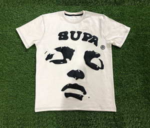 T-shirt personnalisé en mousse de coton épais à impression bouffante 3D, à manches courtes, style décontracté pour hommes, motif uni anti-rétrécissement par le fabricant - Product Image 1