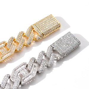 Cadena de moissanita de eslabones cubanos chapada en oro personalizada, probador de diamantes, cadena cubana de corte brillante redondo para hombres, cadena de hip hop helada - Product Image 2