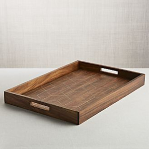 Plateau de service rectangulaire en bois de haute qualité avec poignées, plateau à nourriture et à thé en bois naturel écologique pour la maison et les restaurants - Product Image 2
