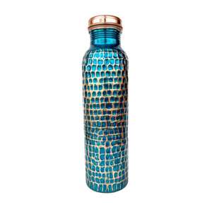 Bouteille d'eau en cuivre bleu et cuivre bouteille de santé ayurvédique écologique verres élégants pour un usage quotidien voyage de cuisine - Product Image 1