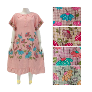 Super suave patrón floral señoras verano ropa de dormir Jumbo uso diario corto camisón botón frontal térmico transpirable rayón - Product Image 5