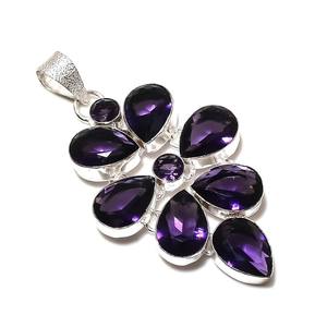 Colgante llamativo de Plata de Ley 925 Unisex, joyería fina con gemas de topacio amatista púrpura, colgantes inspirados en el cristianismo, abalorios - Product Image 4