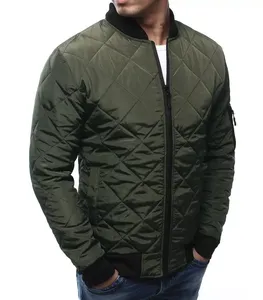 Custom Fashion Style Men's Warm Waterproof Canvas Stand Collar Front Logo Puffer Jacket Wholesale Winter Streetwear <b>Quilted</b> - Product Image 2