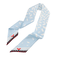 Fabricant de foulards en soie imprimés sur mesure en gros, bleu clair, logo d'entreprise, OEM, foulard bandeau