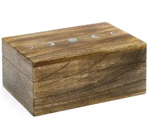 Caja de Joyería de Madera de Teca de Comercio Justo al por Mayor, con Tema Budista, Religiosa, Ecológica, Pulida, con Forma Personalizada, para Decoración del Hogar - Product Image 1