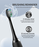 Brosse à dents électrique sonique rechargeable par USB automatique IPX7 pour adultes et étudiants avec 5 modes de brossage pour soins bucco-dentaires et 8 têtes de brosse
