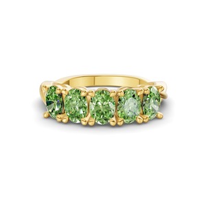 Bague ovale vert océan lumineux avec diamant de laboratoire 0,50 ct TW en or massif 14K, couleur vert océan, clarté VS, 5 diamants, courbe côtière - Product Image 3