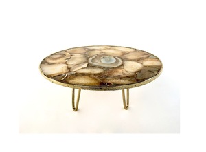 Servidor de soporte de pastel con Base de Metal plateado de piedra de ágata pulida más vendida para el hogar, Hotel, decoración de boda, producto artesanal Natural - Product Image 3