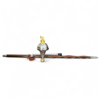 LION CROWN Head Hand Engraved Stainless Steel & Brass Drum Major Ceremonial Mace Stick 60" Lengths Soft Carry Bag Geoffrey