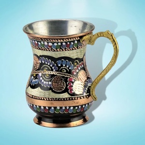 Top Vente Party Bar Moscou Mule Cuivre Mule Tasse et Tasse Bar Boire Cocktail Cuivre Tasses avec Bleu Couleur Gravure Conception Tasse - Product Image 4