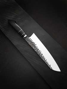 Cuchillo de chef hecho a mano de alta calidad cuchillo de cocina Forjado de acero al carbono de resina negra - Product Image 3