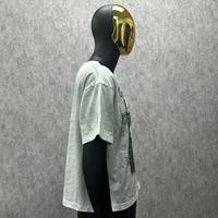 T-shirt vintage en coton pour homme, imprimé graphique, gris délavé, coupe ample et carrée, orné de strass, style streetwear décontracté et respirant