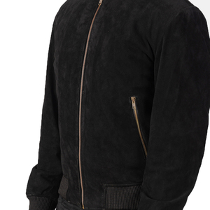 Blouson aviateur en daim de style High Street personnalisable pour hommes, avec décoration en fourrure, pour l'hiver et l'extérieur. - Product Image 6