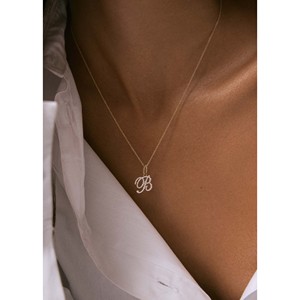 Collier pendentif diamant Lettre d'amour avec breloques style pavé - Product Image 2