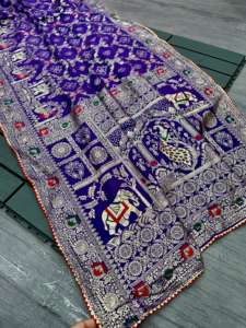 ผ้าไหมโดลาลายดอกไม้คุณภาพส่งออกสำหรับชุดงานเลี้ยงสตรี คอลเลคชั่นอินเดีย มีสินค้าในสต็อก - Product Image 5