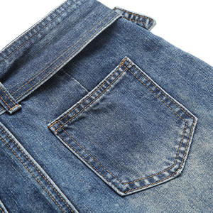 กางเกงยีนส์เอวสูงสำหรับผู้หญิง กระโปรงสั้นสีตามสั่ง เป็นมิตรกับสิ่งแวดล้อม สไตล์ Y2K ลายเรียบ ทรงตรง สำหรับฤดูร้อน - Product Image 4