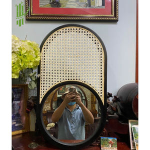 กระจกหวายทำมือ สองสี ดำและสีหวายธรรมชาติ - Product Image 1