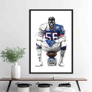 Printed Canvas: Lawrence Taylor Football Art - Motivational Sports Poster,BLACK <b>FRAMED</b> CANVAS - Product Image 1