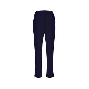 Pantalones Casuales Azul Marino con Cintura Elástica, Pantalones de Moda Transpirables con Efecto Arrugado para Oficina - Product Image 3