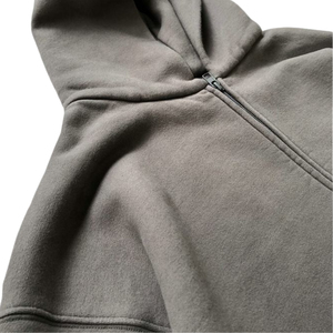 Pull à col zippé 100% coton coupe classique rétro avec logo personnalisé, 340g, qualité supérieure, unisexe, style streetwear vintage imprimé - Product Image 5