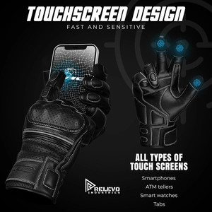 Gants de moto en cuir respirant |   Prise en charge de l'écran tactile |   Utilisation estivale - Product Image 5