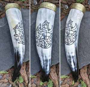 Ensemble de corne à boire Viking fabriqué à la main corne indienne polie cadeau de mariage en matière organique imperméable de luxe naturel - Product Image 4