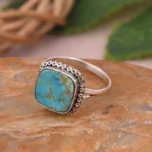 แหวนสีเงินสเตอร์ลิงออกซิไดซ์แหวนเทอร์คอยส์คิงแมนวินเทจเครื่องประดับทำด้วยมือแหวนพลอยของขวัญสไตล์ตะวันตกเฉียงใต้สำหรับเธอ - Product Image 2