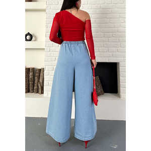 Women's Wide-Leg <b>Jeans</b> with <b>Elasticated</b> Back Comfortable and Stylish - Product Image 4