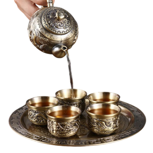 Service à café ou à thé vintage en laiton de haute qualité avec de belles gravures, finition polie pour la maison et les ustensiles de cuisine d'hôtel - Product Image 3