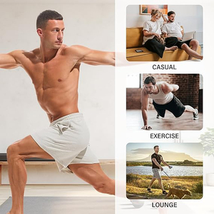 Pantalones Cortos de Lana para Hombre, Ligeros, Suaves, 100% Algodón, Cintura Elástica, Casuales, Cómodos, Duraderos, para Uso Interior, Color Sólido - Product Image 3