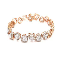 Venta Directa de Fábrica al por Mayor de Pulseras de Diamantes con Cuentas de Oro Amarillo Natural Certificado de Lujo para Compromiso, India