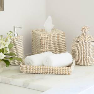 Proveedor Mayorista de Cajas de Pañuelos de Mimbre Tejidas a Mano Ecológicas, Diseño Cúbico, Tejido Natural con Acabado Beige para Decoración del Hogar y Hoteles - Product Image 2