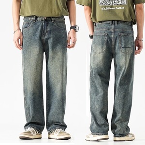 Jean en denim délavé pour homme, automne et hiver 2025, nouveau pantalon décontracté suspendu à jambe droite, beau, tendance, élégant, bon - Product Image 1