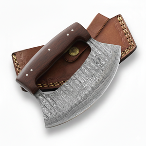 Premium Damascus Steel Ulu <b>Knife</b> with Sheath Hand Forged Pizza Cutter for <b>Slicing</b> Meat Vegetables Pizza Minimum Order 5 Pcs - Product Image 4