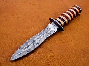 Couteau de chasse fait main en acier Damas avec manche en bois et gaine en cuir personnalisable OEM Support Fils cadeau mari cadeau - Product Image 2