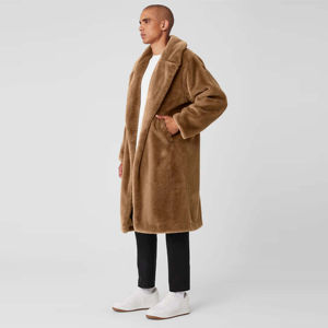 Manteau d'hiver en fausse fourrure pour homme - Conception personnalisée de haute qualité, logo, manteau chaud avec fausse fourrure épaisse et douce, manteau long tendance pour homme 2026 - Product Image 2