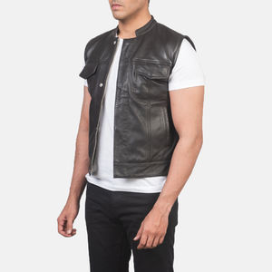 2024 Best Quality Men's Winter Professional <b>Leather</b> Vest Custom Made Button Decoration Premium Eco-Friendly OEM Service - Product Image 1
